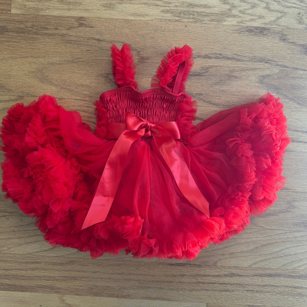 Ruffle Butts Red Tulle Baby Dress - Size 0-12 months - Picture 10 of 15